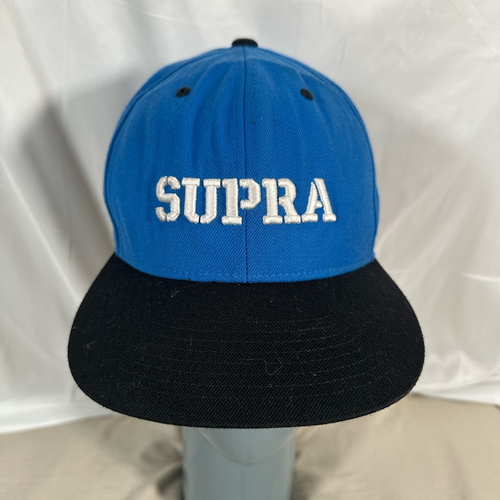 Supra Skateboarding Starter Hat Blue Tonal Black Brim Embroidered SnapBack